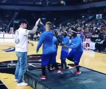 The Undertaker Shoots Hoops With Harlem Globetrotters